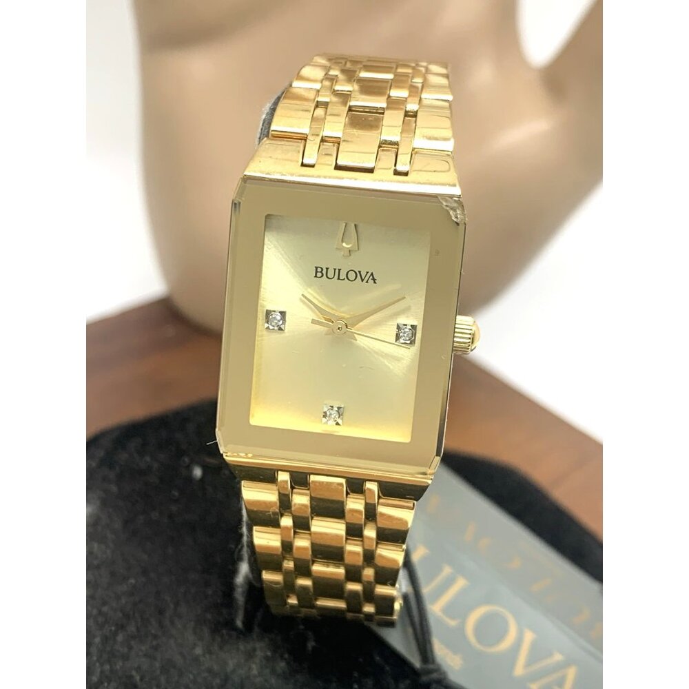 Bulova Women’s Watch 97P140 Quartz Diamond Dial Gold Stainless Steel CHIP